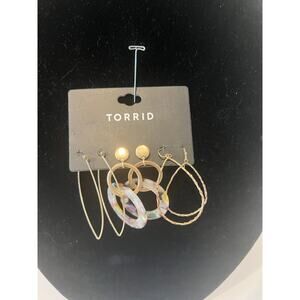 NWT Set of 3 Torrid Gold Tone Hoop and Multicolor Resin‎ Pierced Earrings